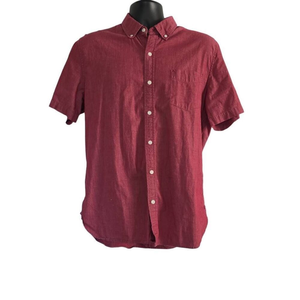 True Craft Men's Size Large Red Button Down Short Sleeve Shirt
